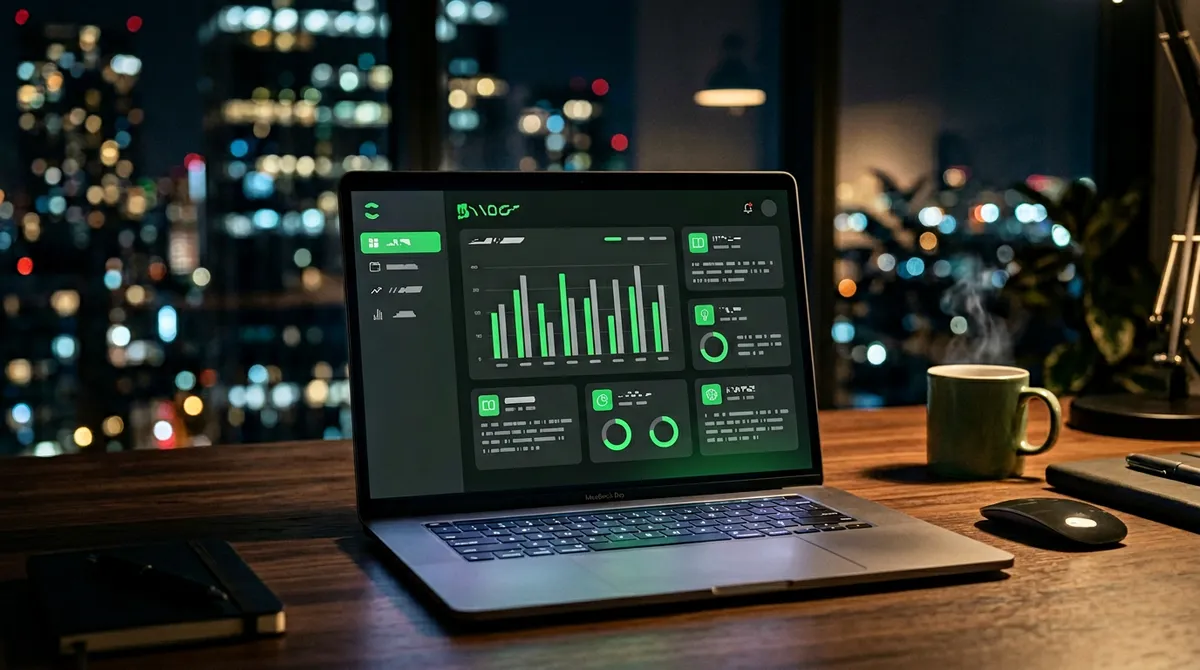 Nauka online na laptopie z modułami edukacyjnymi